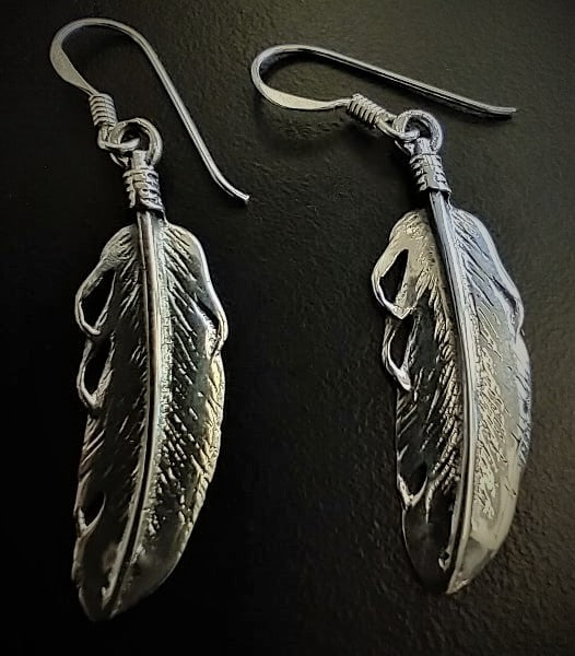 STERLING SILVER 925 FEATHER EARRINGS