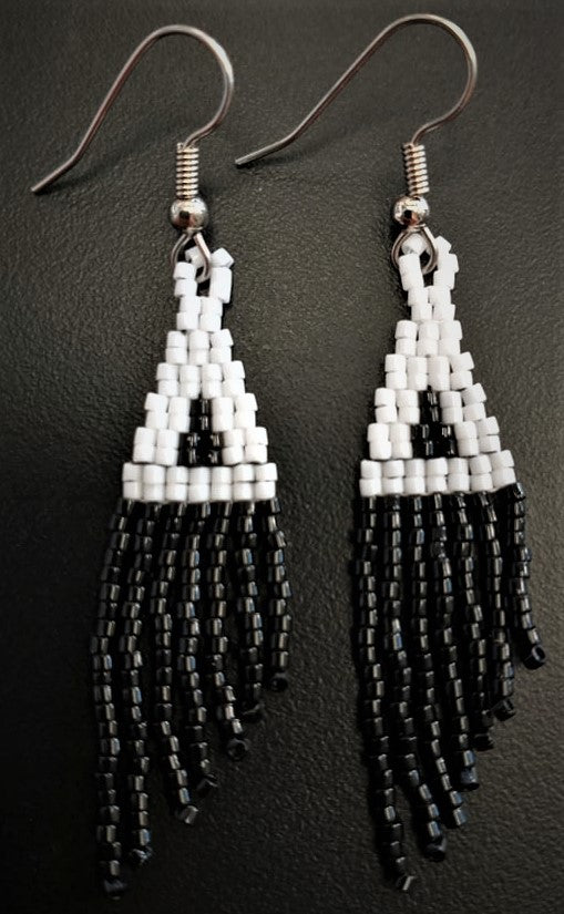 Beaded black and white earrings