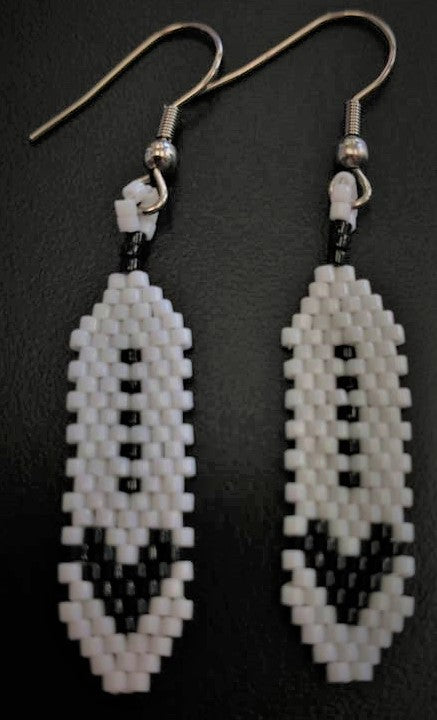 Beaded black and white earrings