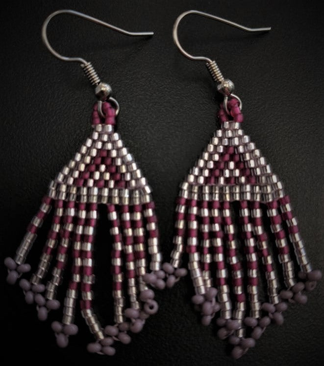 Beaded purple and light purple earrings